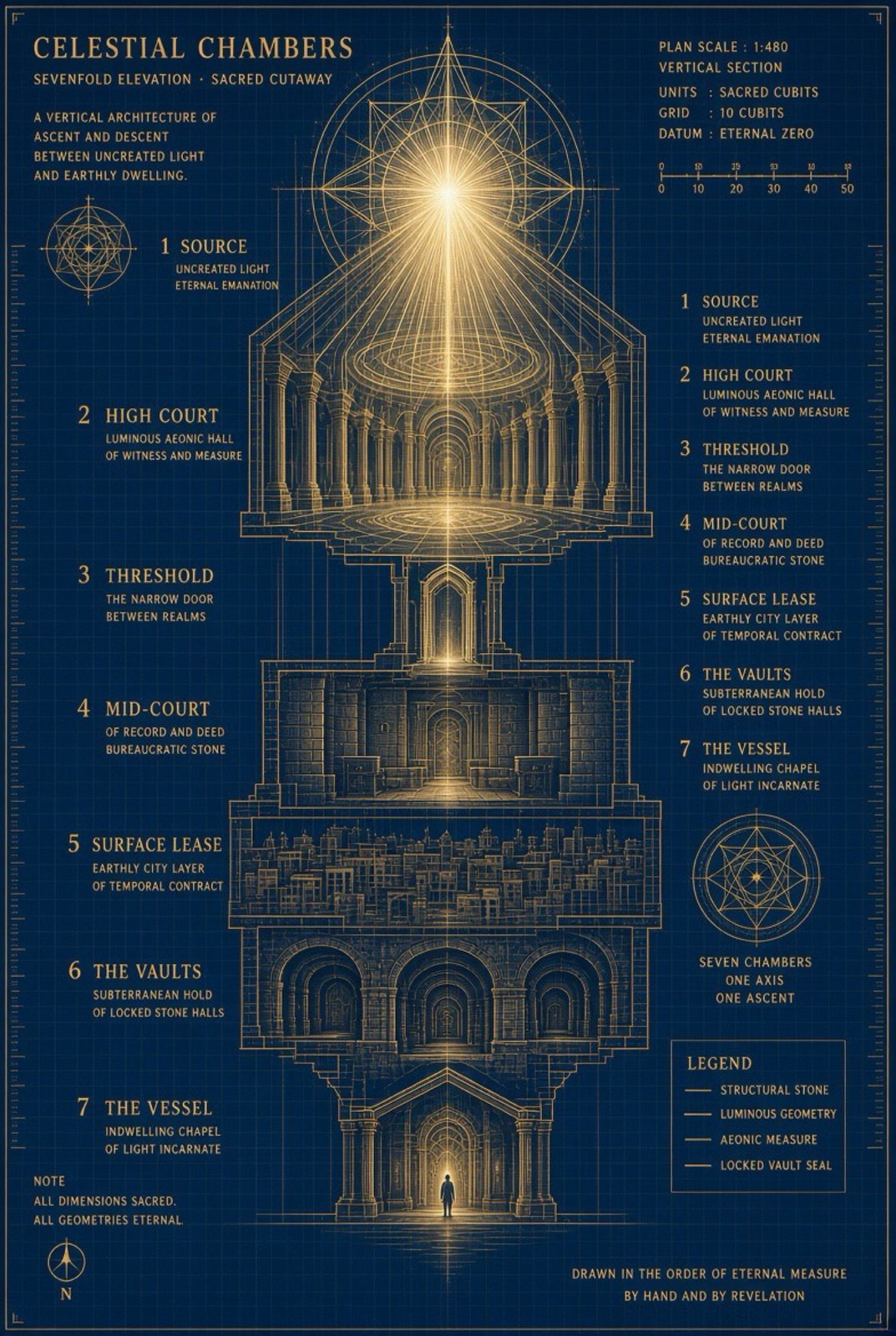 Celestial Chambers sevenfold elevation. Ascent through rooms. Christ is the ladder.